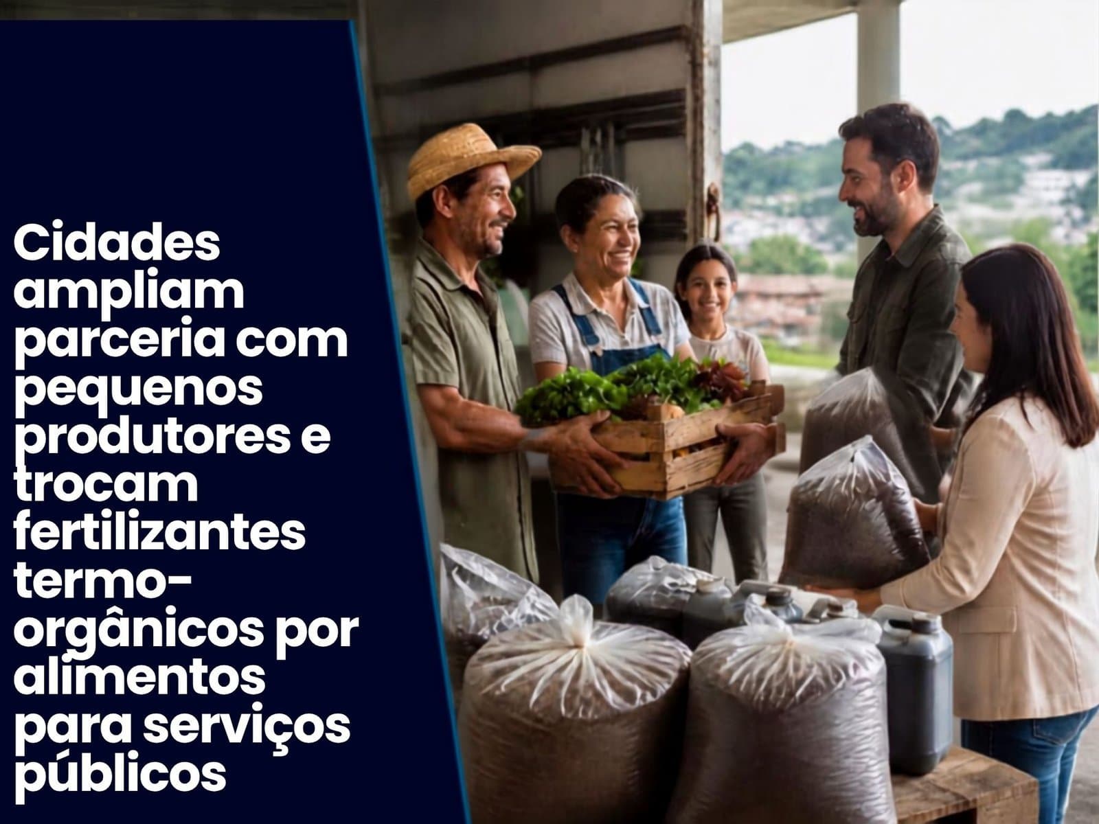 Cidades ampliam parceria com pequenos produtores e trocam fertilizantes termo-orgânicos por alimentos para serviços públicos